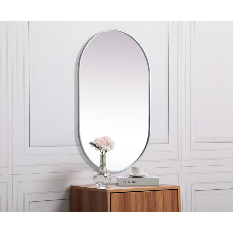 Elington Metal Oval Mirror, Silver, 48"  x 30" 
