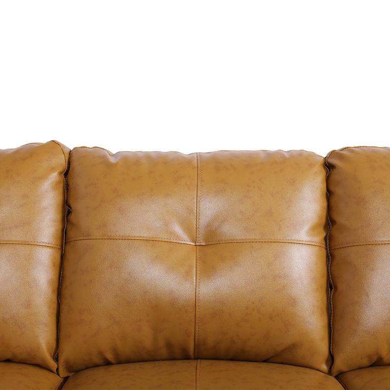 Morgynn Faux Leather L-Shaped Sectional, Left Hand Facing, Ginger Faux Leather