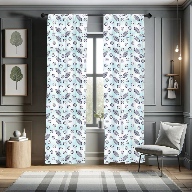 Baseball Semi-Sheer Rod Pocket Sliding Panel, 28" x 63"