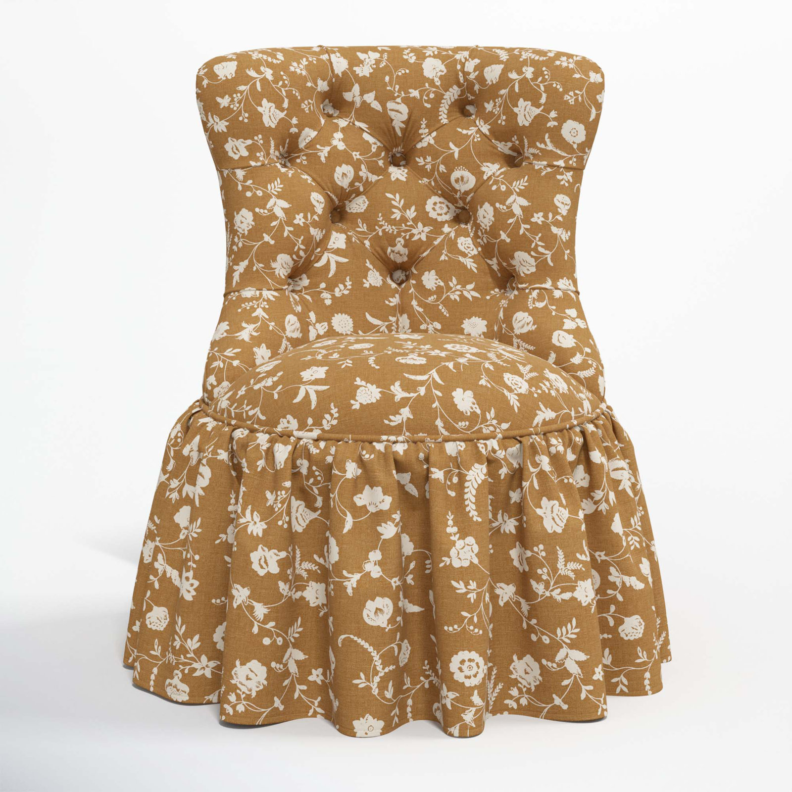 Minnie Cotton Swivel Side Chair, Robina Floral Ochre