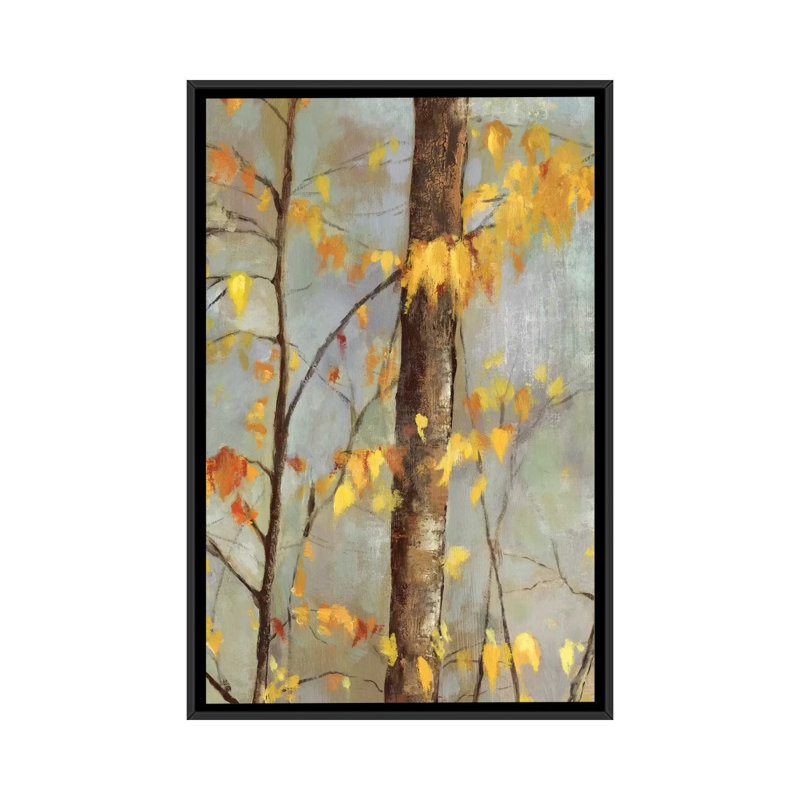 « golden branches ii », impression sur toile, H 26 po x l 18 po x P 1,5 po, Toile avec cadre noir, Pas de tapis