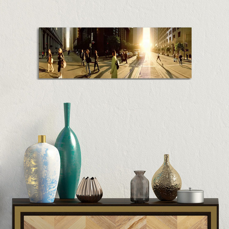 Group Of People Walking On The Street, Montgomery Street - Wrapped Canvas Panoramic Print
