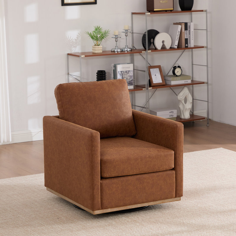 Fauteuil pivotant rembourré 30,7 po Pu, Brun