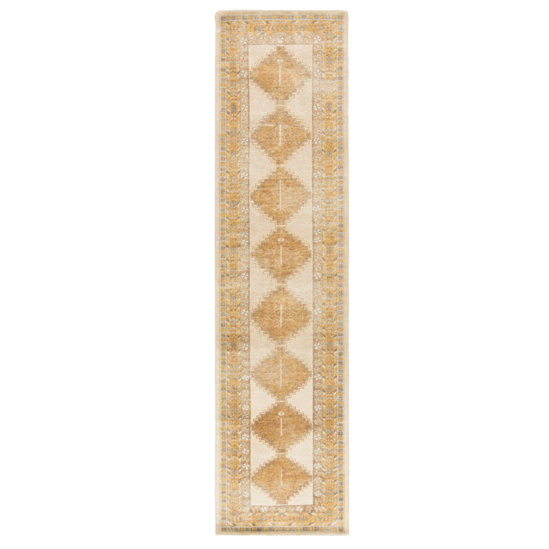 Eluned Handmade Wool Geometric Area Rug, Runner 3' x 12'