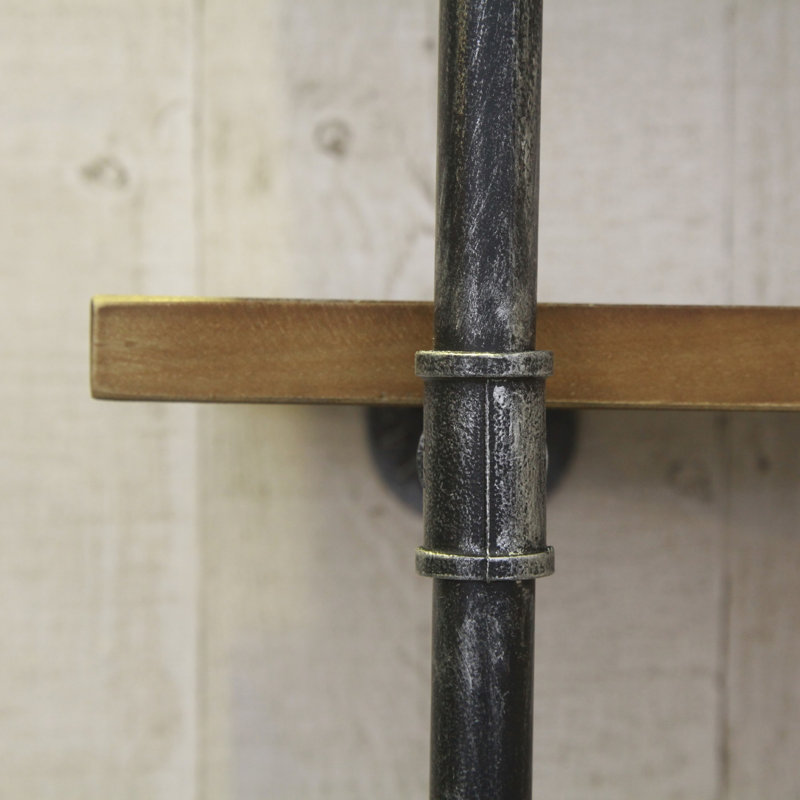 Tablettes flottantes pour étagères à tuyaux industrielles murales, tablettes à tuyaux avec tablette en bois, tablette flottante en métal fixée au mur, étagères à livres suspendues (3 niveaux, 36 po)