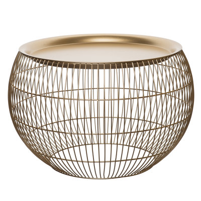 Metal 23 in. Brown Coffee Table