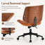 Chaise de bureau moderne capitonnée à hauteur réglable, style milieu du siècle, sans accoudoirs, en similicuir, structure en bois courbé, marron-1285770510