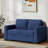 60.2" Linen Upholstered Convertible Sofa Bed with USB Charging Port-100146164