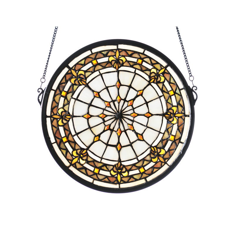 Tiffany Fleur-De-Lis Medallion Stained Glass Window