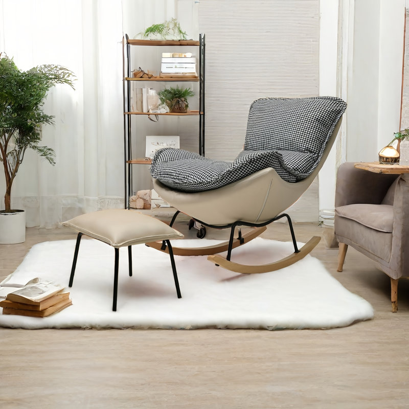 Chaise berçante moderne avec repose-pieds