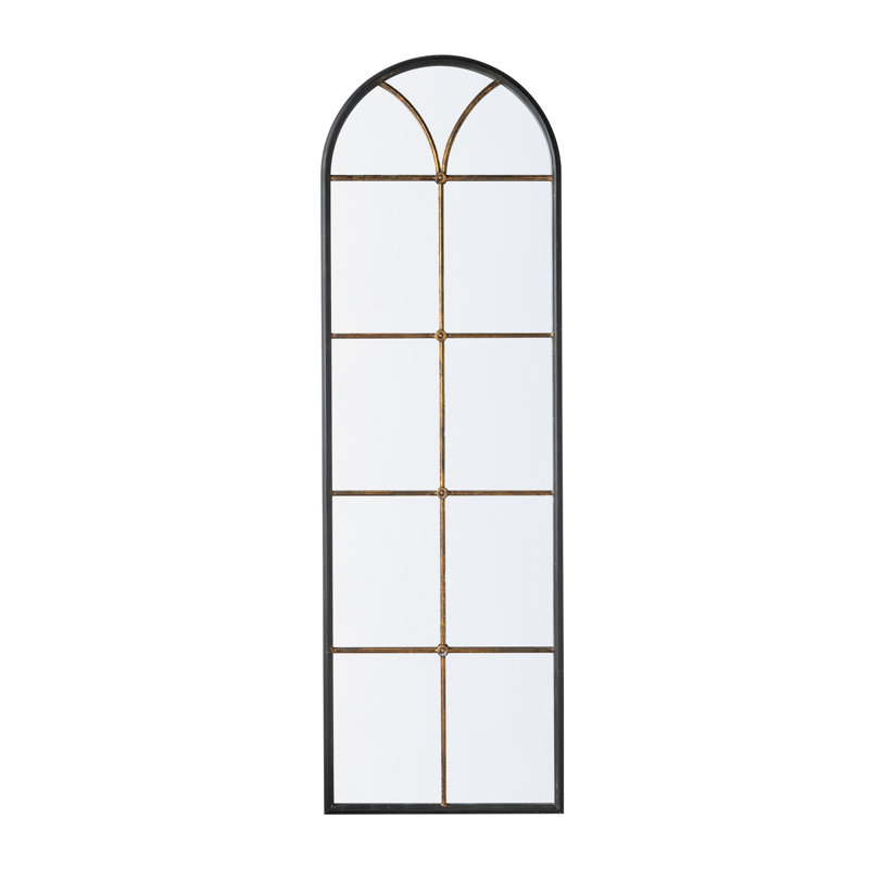 23.5X74.5 Inches Black And Gold Arched Floor Mirror, Enhances Room Ambiance, Reflects Clearly Mirror In Gold, 23.5X74.5", Design, Clear Reflection, Ideal For Living Areas