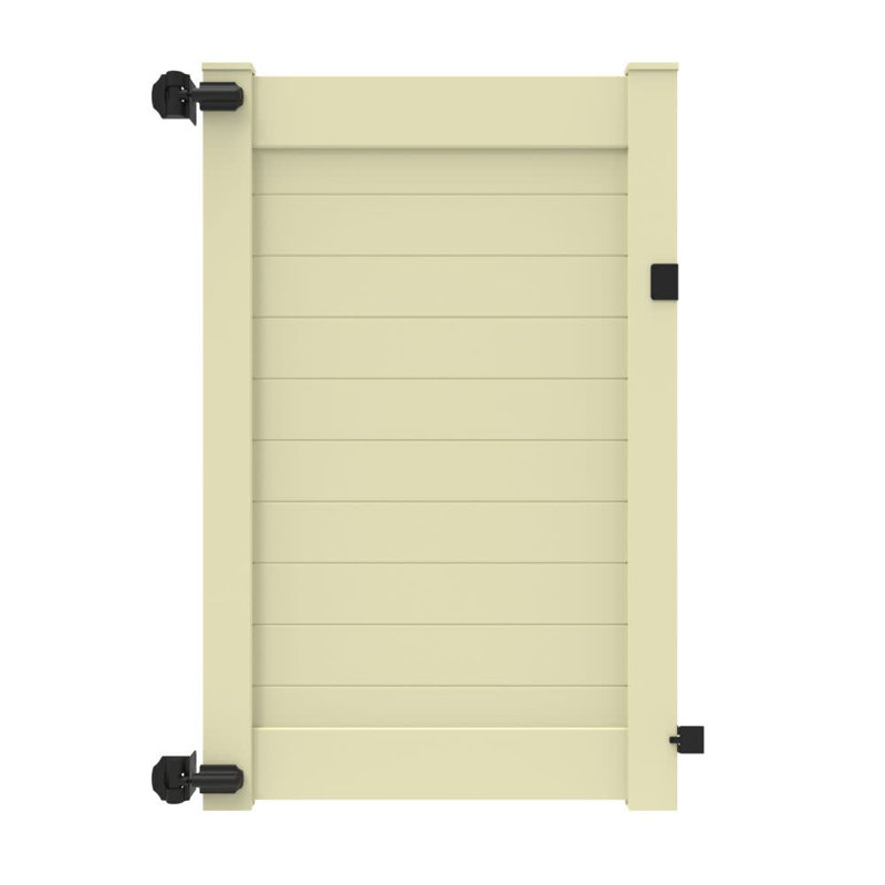 Horizontal Fence Gray Vinyl Privacy Gate, 6' H x 4' W, Sand
