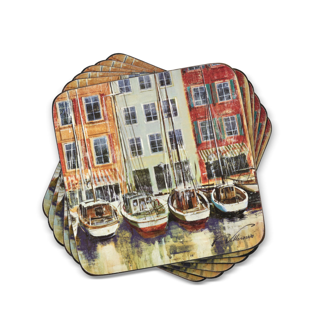 Pimpernel Boat Scene Coasters 4"X 4" (Set of 6) Pimpernel