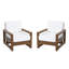 Chaises longues d'extérieur en teck avec coussin et accoudoirs Gustina-19337701-19337691