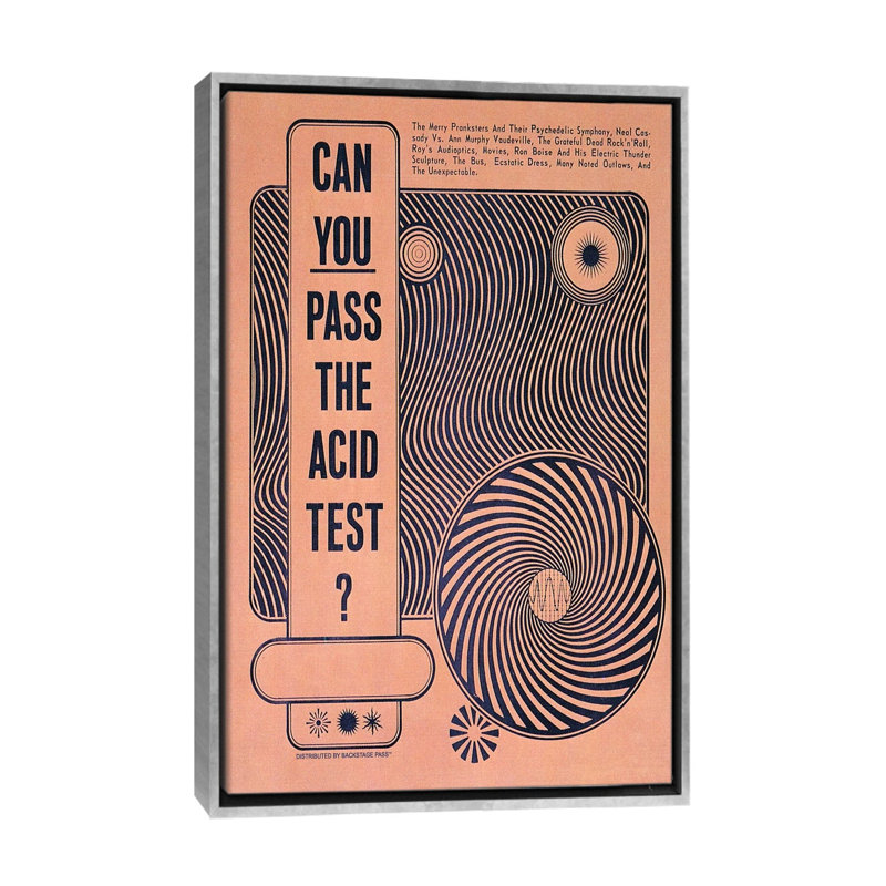 Test Acid par radio Days-impression, Pas de tapis, Toile avec cadre argenté, H 26 po x l 18 po x 1,5 po