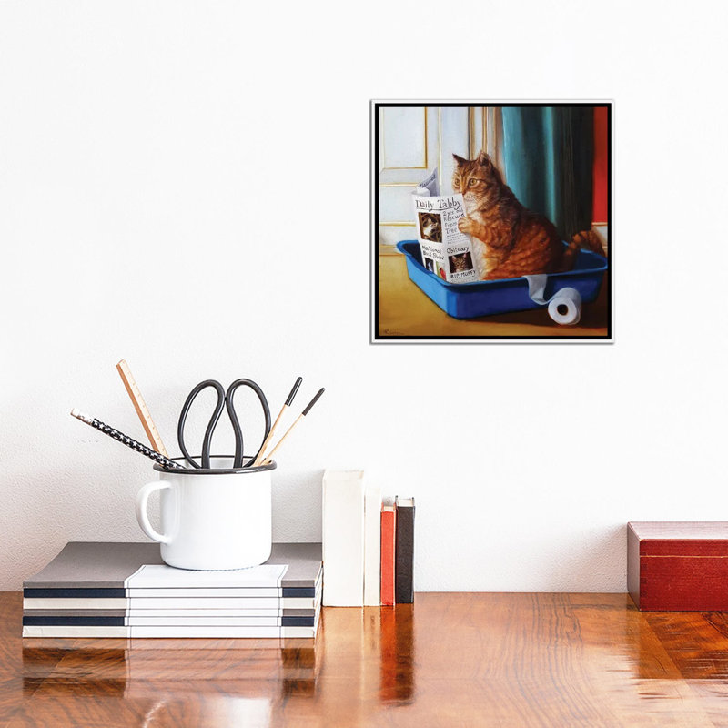 « Kitty Throne » par Lucia Heffernan-impression, Pas de tapis, Toile blanche encadrée, H 12 po x l 12 po x P 1,5 po