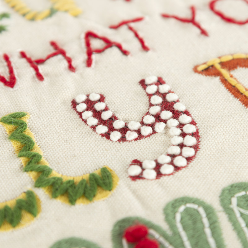 20"x20" Embroidered Holiday Cotton Square Throw Pillow