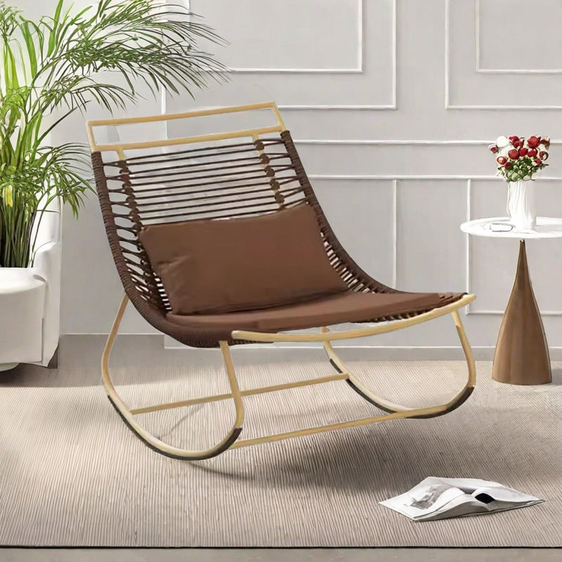 Fauteuil à bascule Home, Café noir, Brun