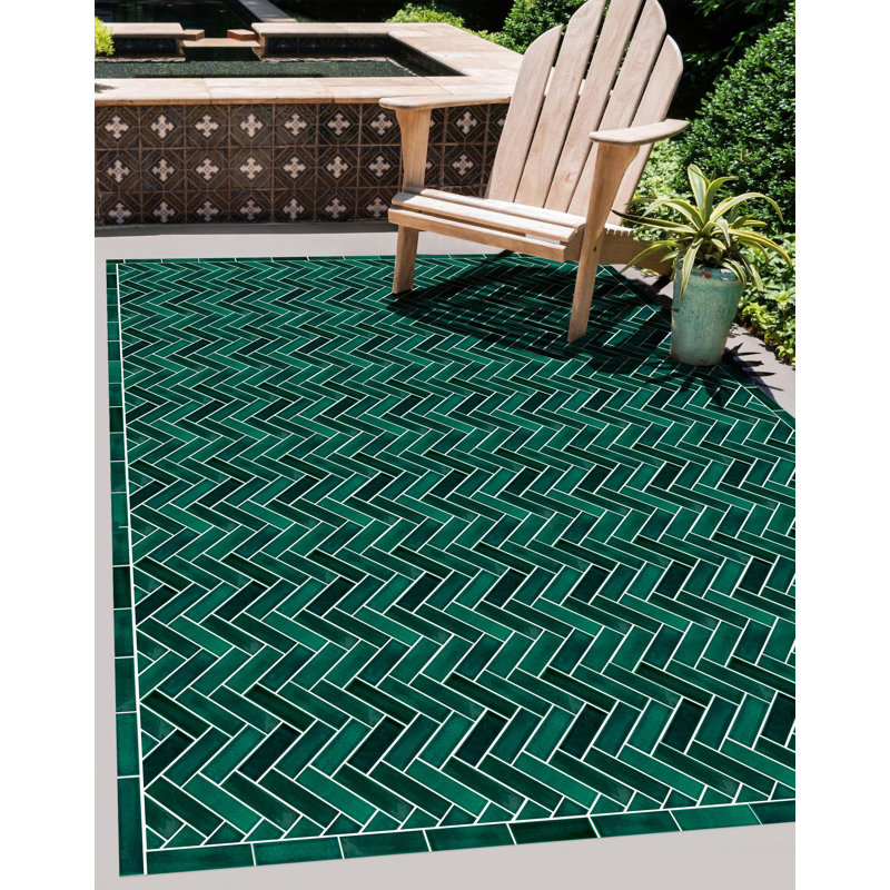 Rethia Geometric Vinyl Machine Printed Area Rug, Rectangle 160 x 230cm