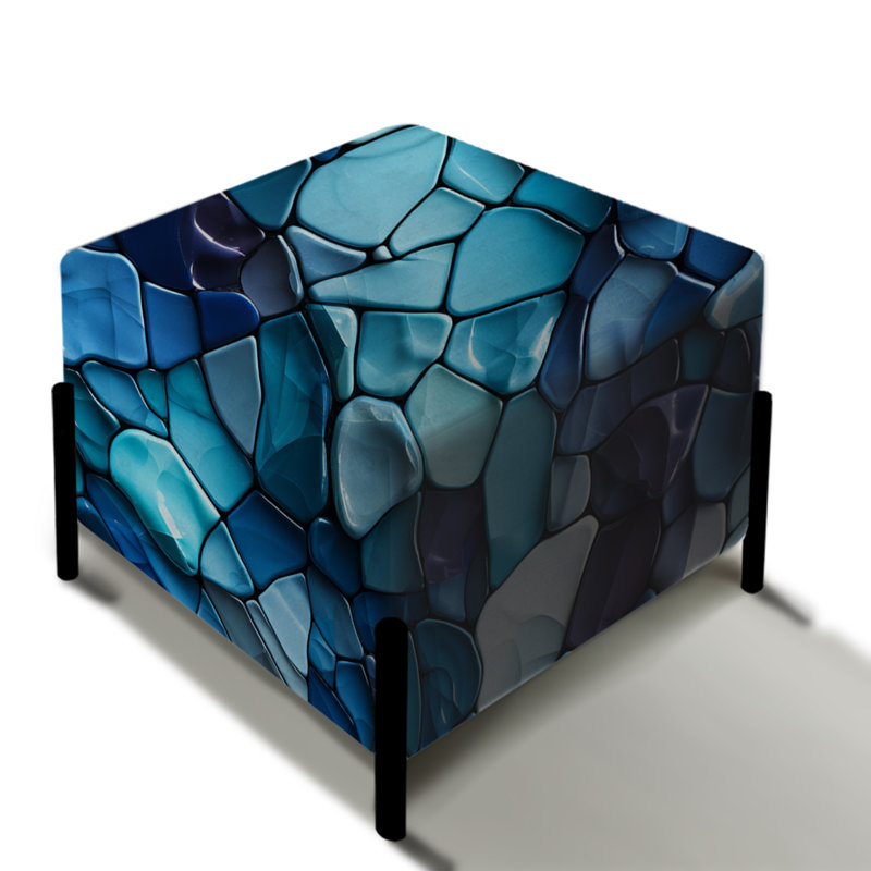 Repose-pieds carré bleu turquoise et turquoise