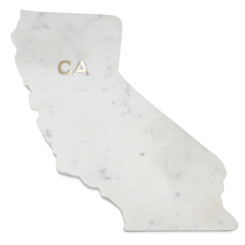 Planche à découper «California» en marbre poli Lg avec abréviation State Brass