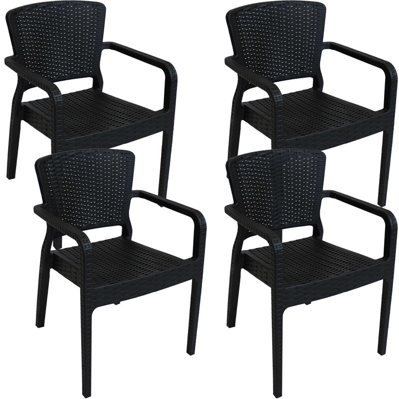 Fauteuil de patio empilable Beam, Noir