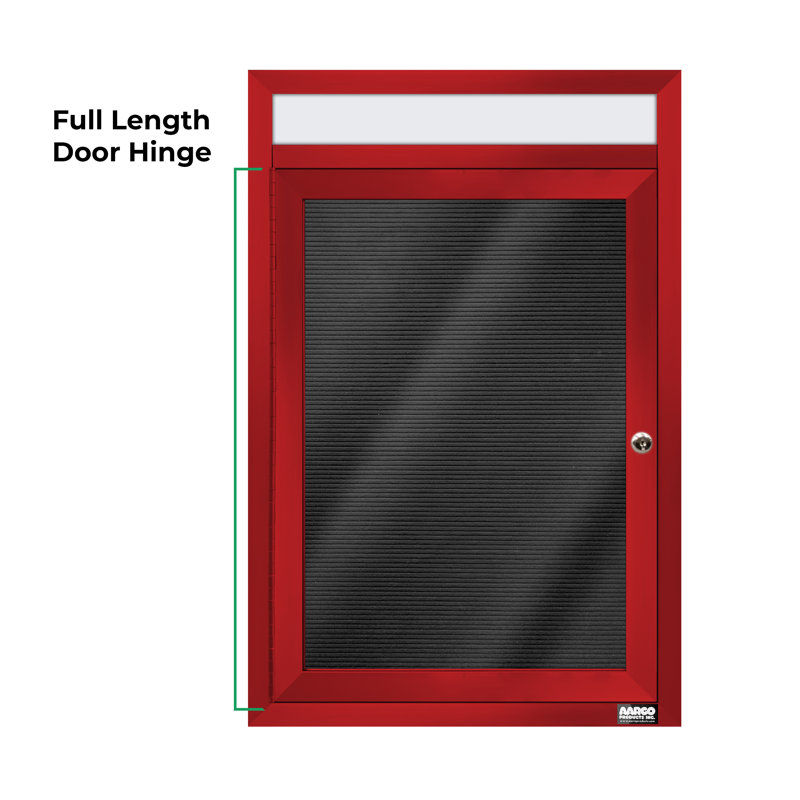 AARCO No Felt Metal Letter Board, 24" H x 18" W, Powder Coated Red, One