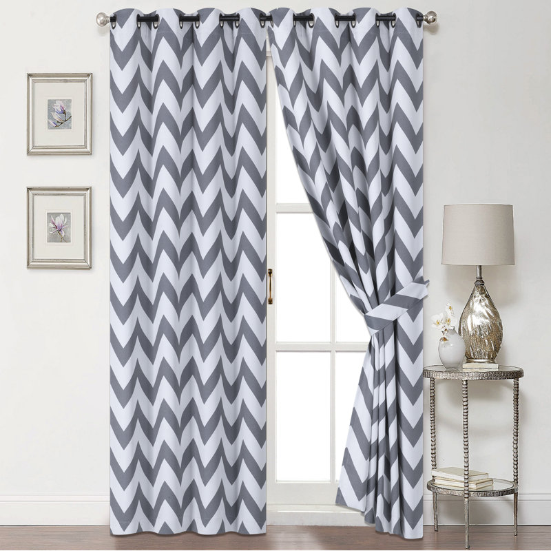 Rideau occultant et isolant à chevrons ilaria, Clair, 54 po x 95 po