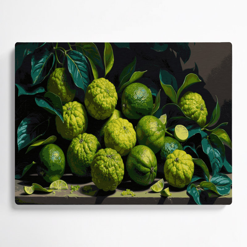 Art mural en métal vert kafir aux fruits