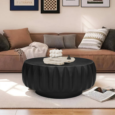 Round Solid Wood Carved Coffee Table