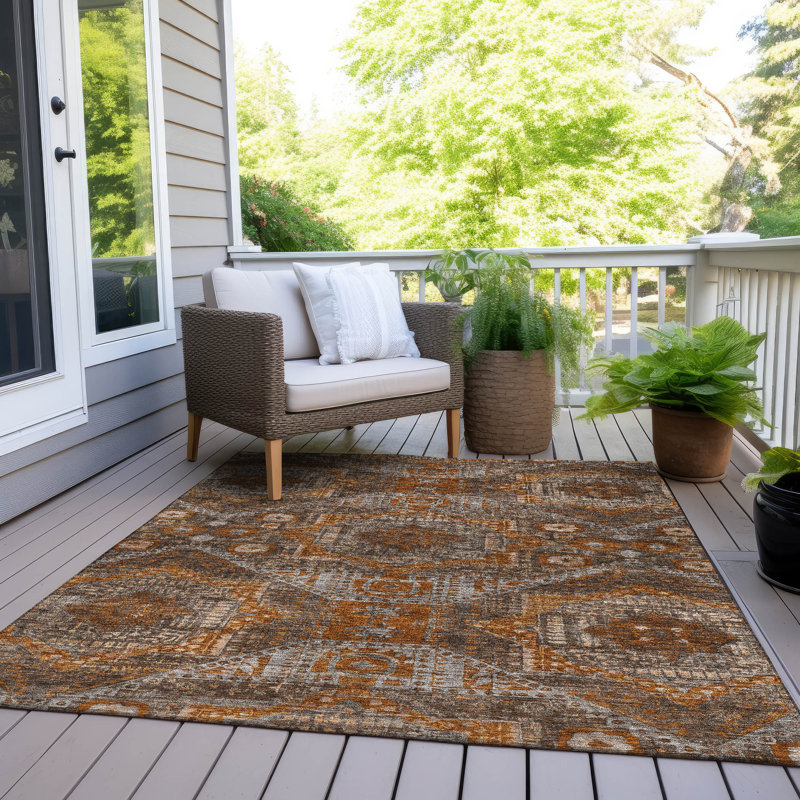 Tapis cuivre intérieur / extérieur lavable à la machine Xhevrie, Rectangulaire 3 pi x 5 pi