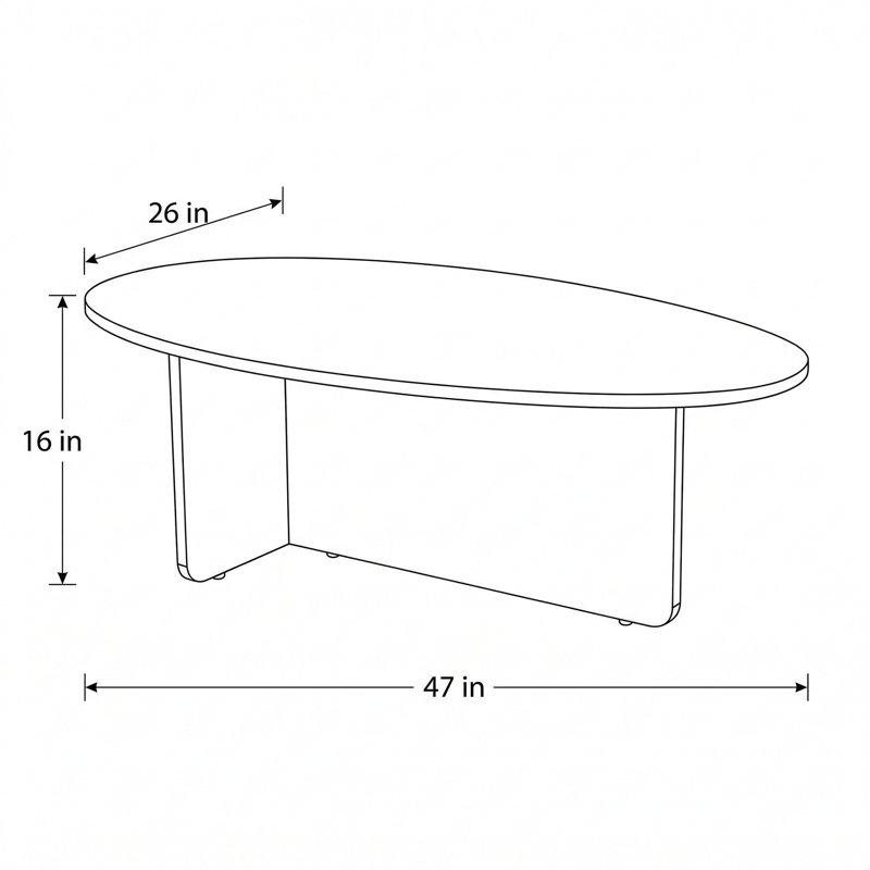 Table basse ovale moderne avec base architecturale Aurelia, Noyer