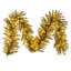 The Holiday Aisle® 9' x 14" Gold Tinsel Artificial Garland with Warm White LED Lights.