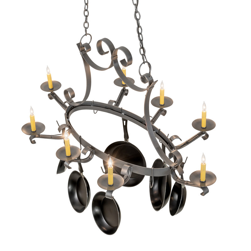 53" Long Laramie 8 Light Pot Rack
