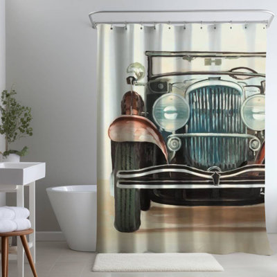 Vintage 1920s Luxury Car – Home Decor Classic – Polyester Shower Curtain, Dye Sublimation Print, 71" W × 74" L