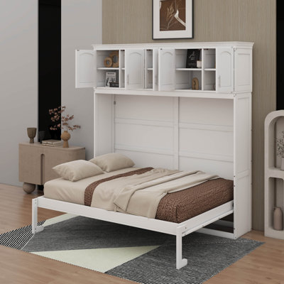 Grand lit escamotable avec armoires supérieures