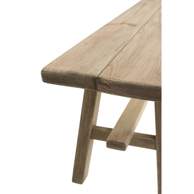 71x13x20.5" Recycled Pine Wood Bench With Grained Brown Finish And Angled Legs