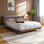 Mélange de polyester rembourré Boaz, lit plateforme double, gris H 33,7 po x l 58,3 po x L 82,3 po Boaz