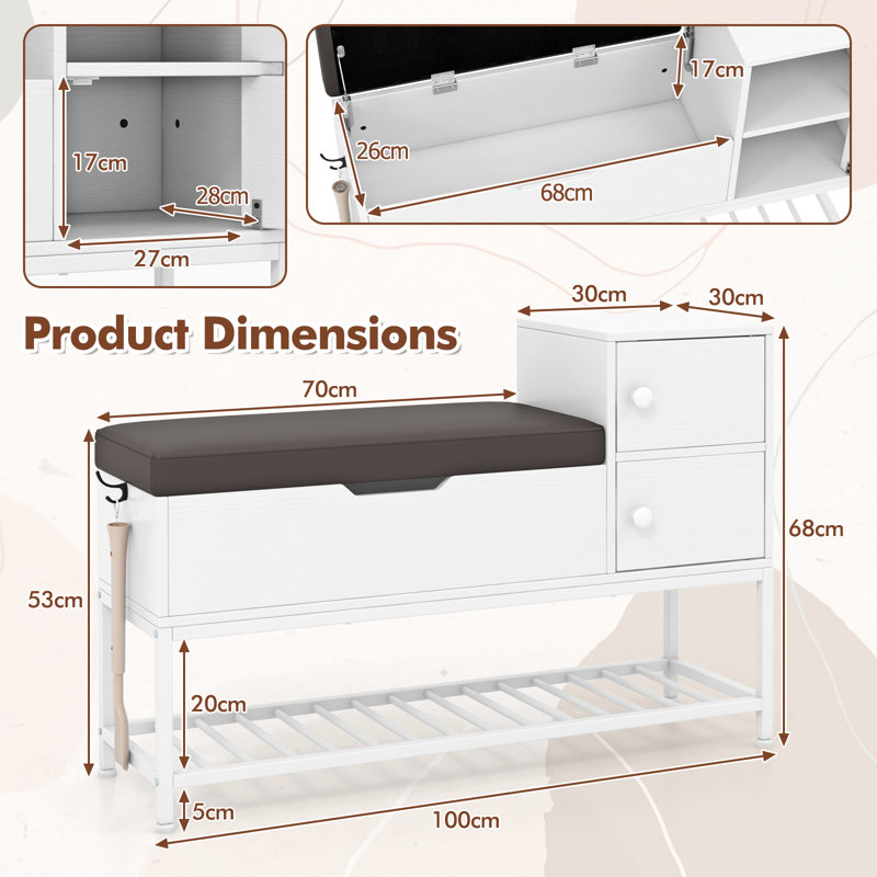 7 Pair Shoe Storage Bench