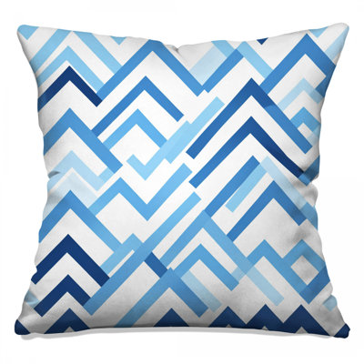 Blue Chevron Pattern Double Sided Throw Pillows