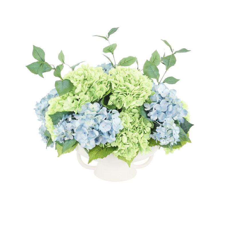 Assorted Hydrangea Centerpiece, Green/Blue