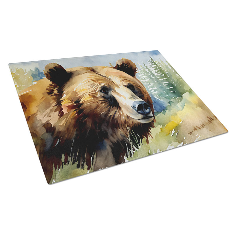 Grizzly Bear Glass Cutting Board Large