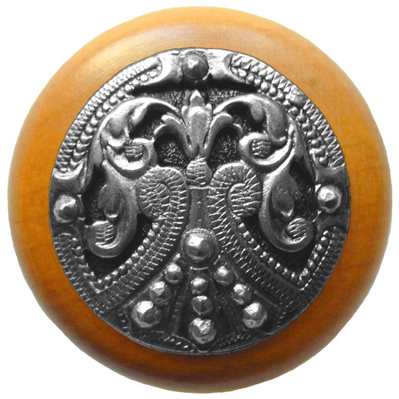 Olde World Mushroom Knob, Brillian Pewter / Maple Wood