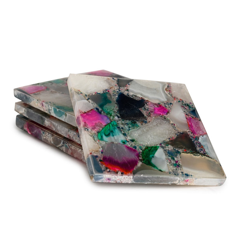 Ensemble de 4 sous-verres en agate mélangée