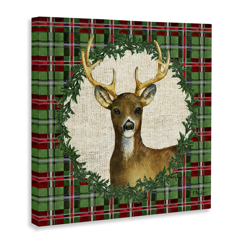  «Plaid Holiday Deer» par Paul Brent, H 17 po x l 17 po