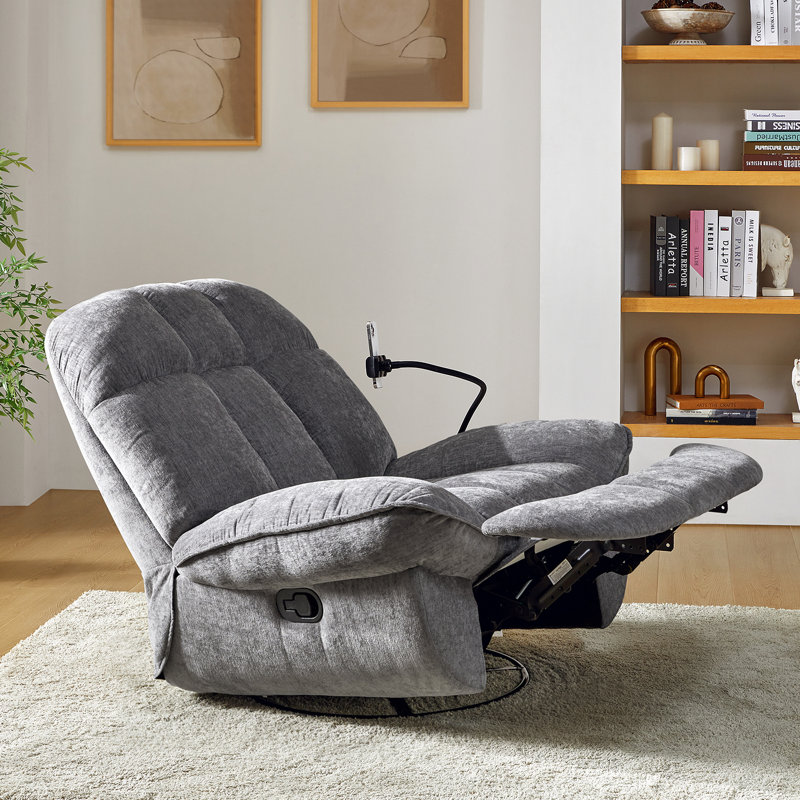 Fauteuil inclinable manuel pivotant avec support pour téléphone Jace, Polyester gris
