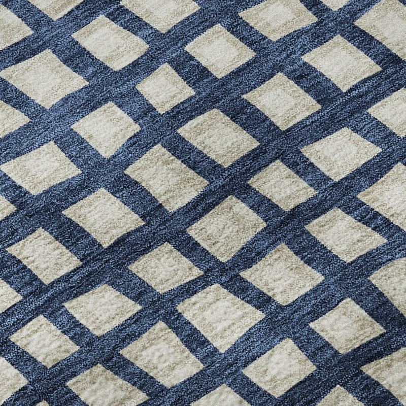 Premium Machine Washable Parramatta Blue Rug, Rectangle 1'8" x 2'6"