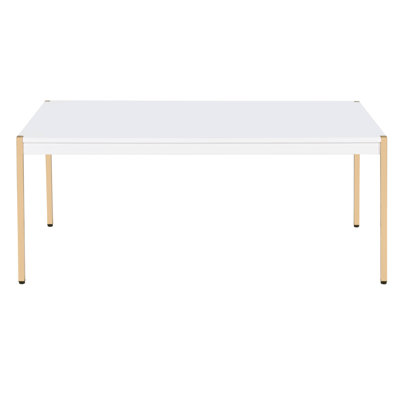 Table basse rectangulaire blanche et dorée