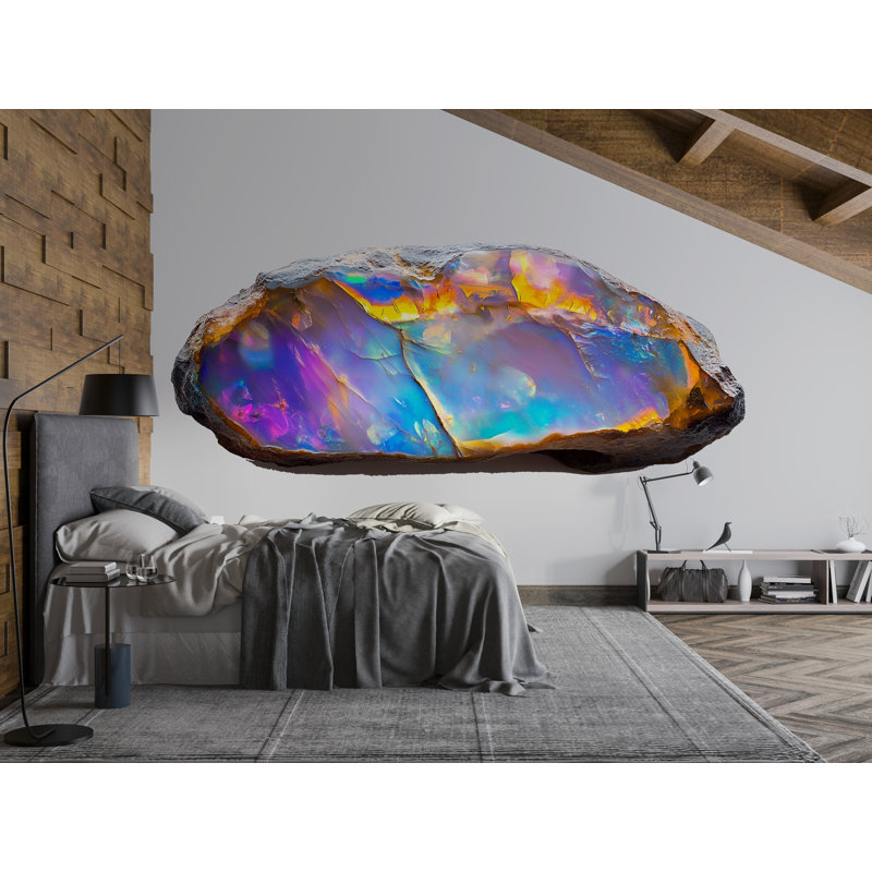 Murale en cristal opale, art mural pierre irisée, décoration de chambre à coucher de luxe, art moderne 430Mv, 18' H x 35' W