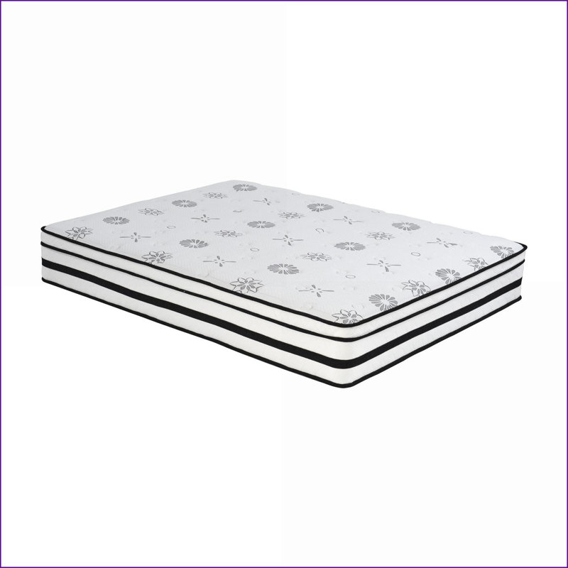 Mattresses, 12-inch Queen Hybrid Mattress, Snow White Breathable Quilted Cover | Foam+Spring | White, Queen